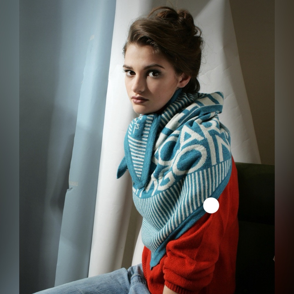 EUC - Rare Extra Large Triangle Shape Graphic Print Scarf by Electronic Sheep
